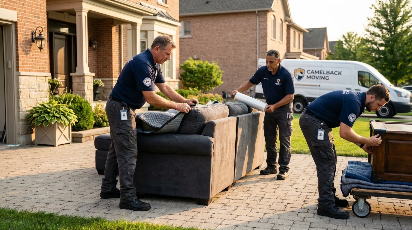 Large estate moving crew wrapping furniture in Fairfax, MN